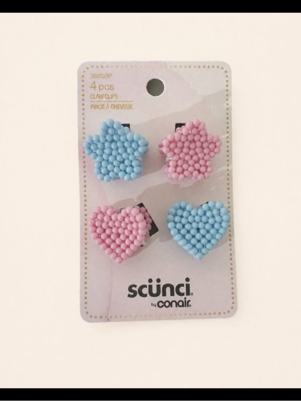 Scünci Pastel Y2K Beaded Heart & Star Mini Claw Hair Clips – Set of 4 NEW